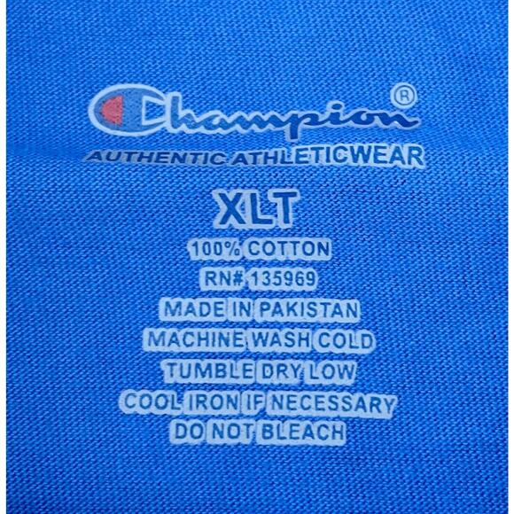 CHAMPION Authentic Athleticwear Knit Shirt Crew Neck Cotton Men's Blue SIZE XLT - Picture 4 of 5